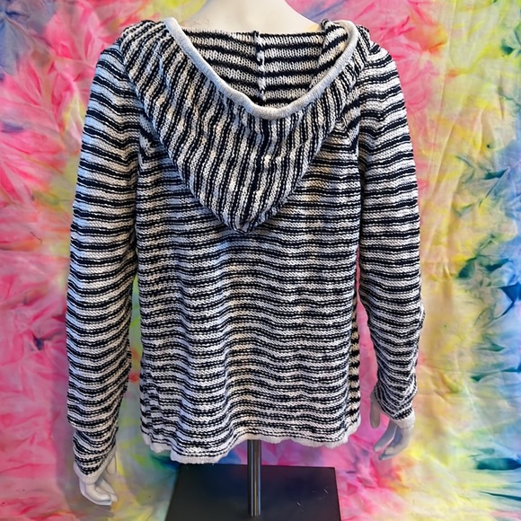 Roxy Slouchy Morning Stripe Sweater Hoodie Size L Navy & White - Picture 3 of 8